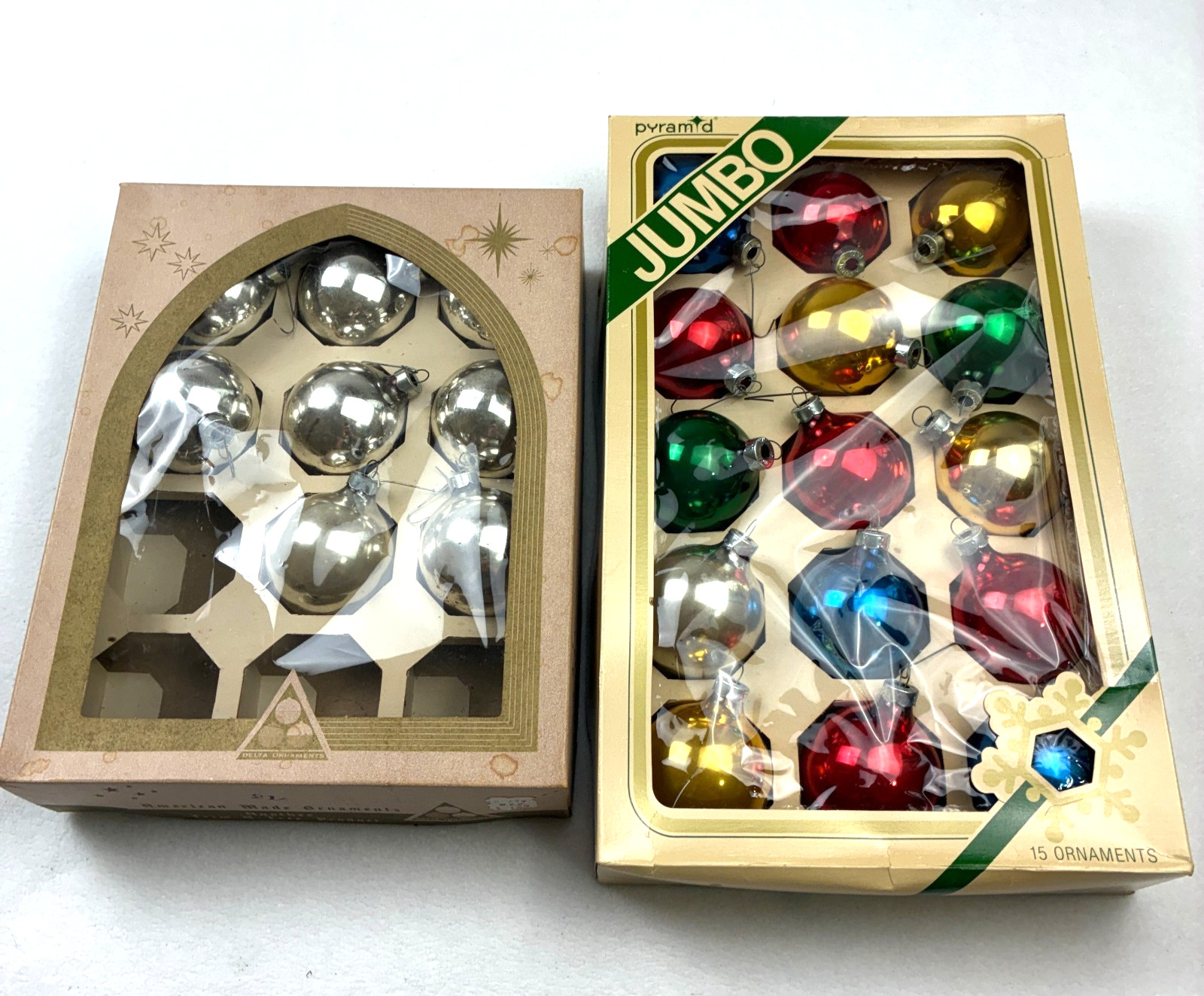 VTG 2 Boxes Of 23 Mercury Glass Christmas Ornaments 2’’ 60s-70s Multicolor