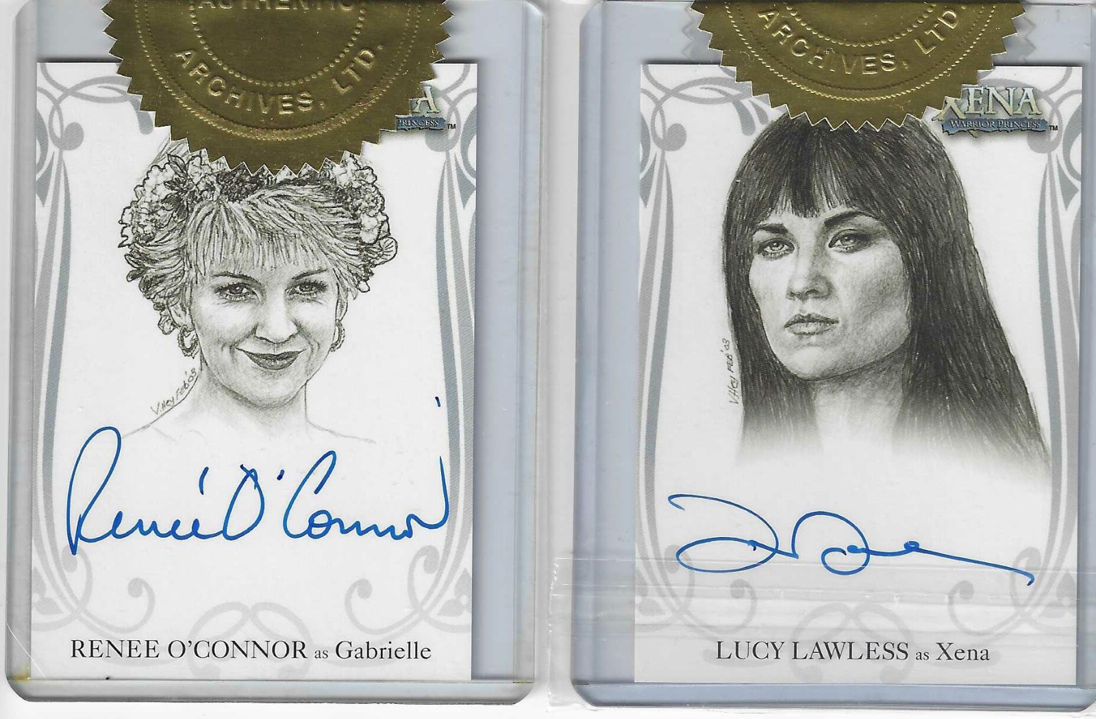 Xena Art & Images sets Lucy & Renee- Auto Gallery Portraits Warrior base cards