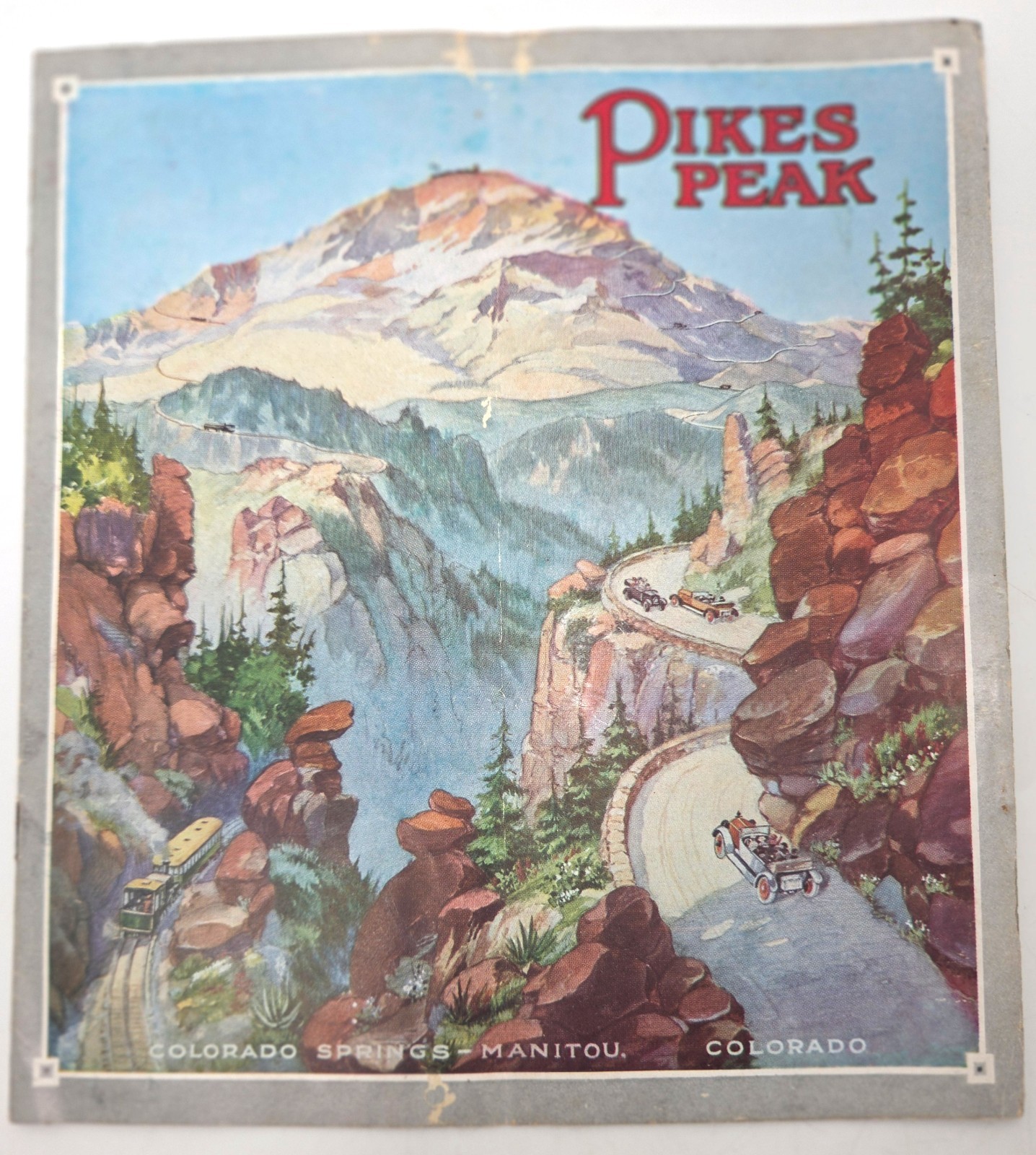 Vintage Pikes Peak Colorado Springs Tourist Brochure Cog Railway Map 1920s