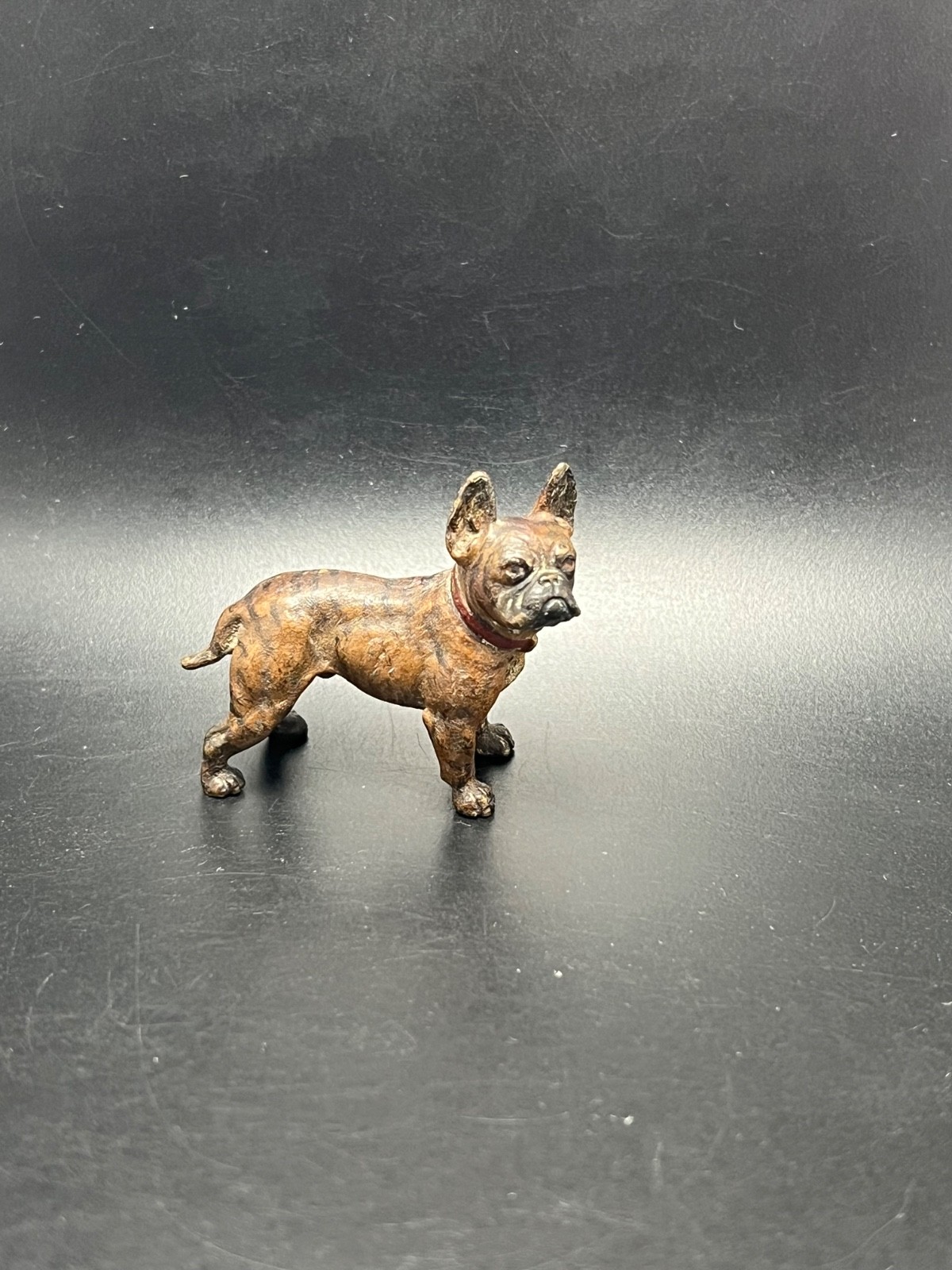Vintage Cold Painted Bronze French Bulldog metal dog