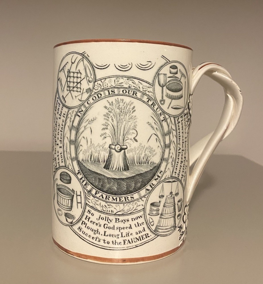 Vintage ADAMS Pearlware Mug Twist Handle Tankard Farmers Arms