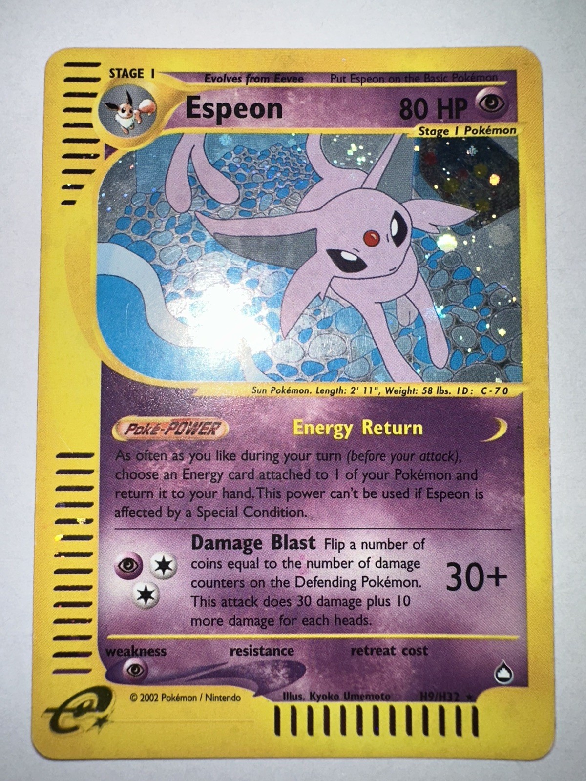 Espeon - H9/H32 Aquapolis 2001 - E-Reader WOTC HOLO - Pokemon TCG