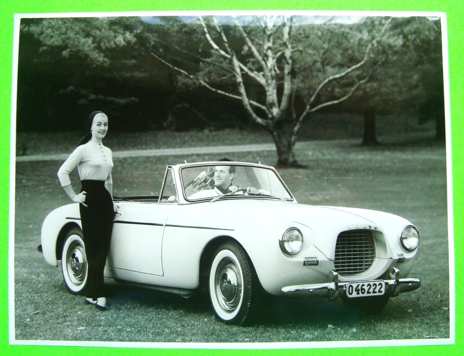 rare ORIGINAL 1956 VOLVO P1900 FIBERGLASS SPORTS CAR PRESS RELEASE PHOTO w/ SLIP