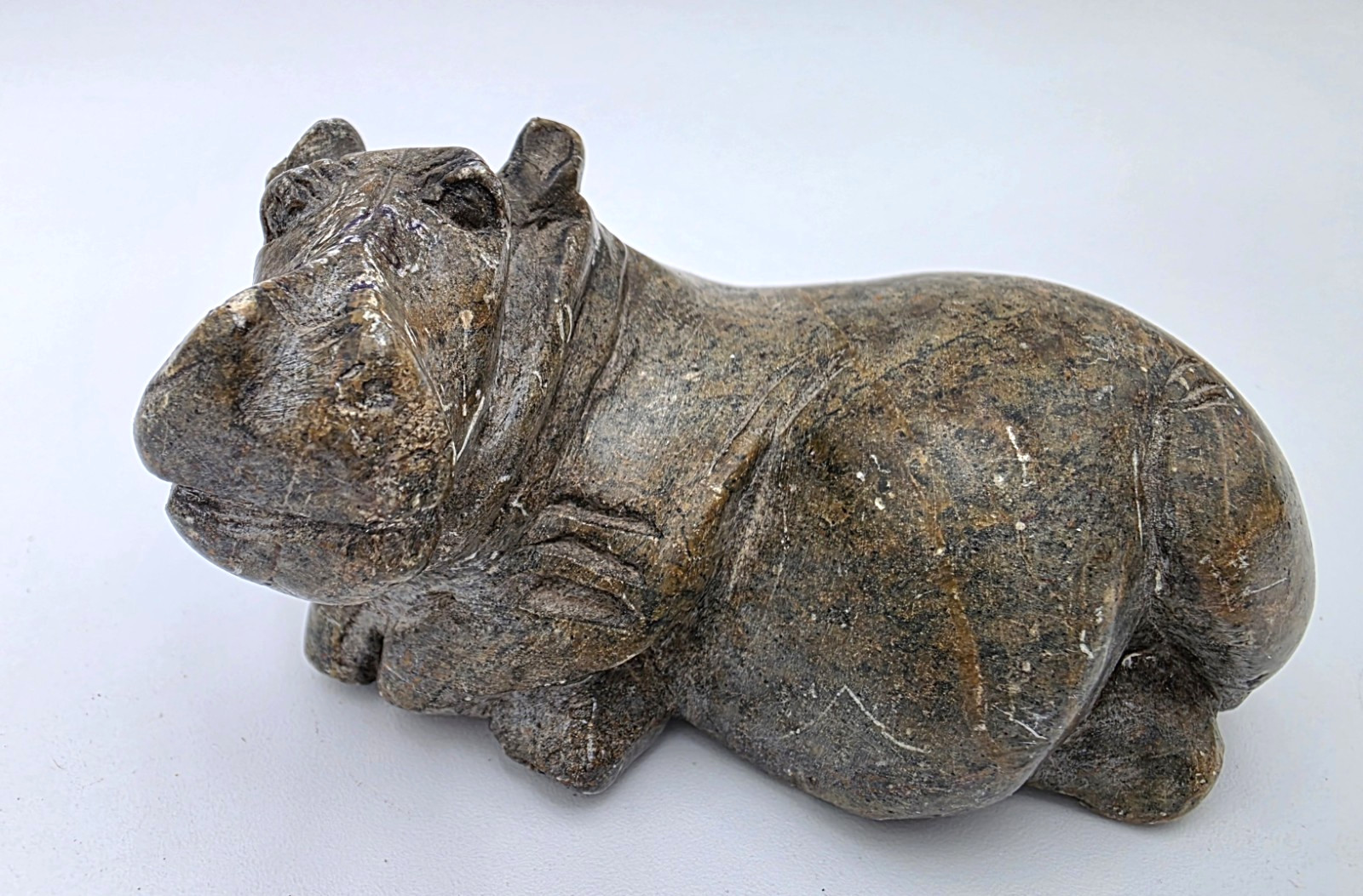 Hand Carved Stone Hippo African Sculpture Primitive Folk Art VTG Decor