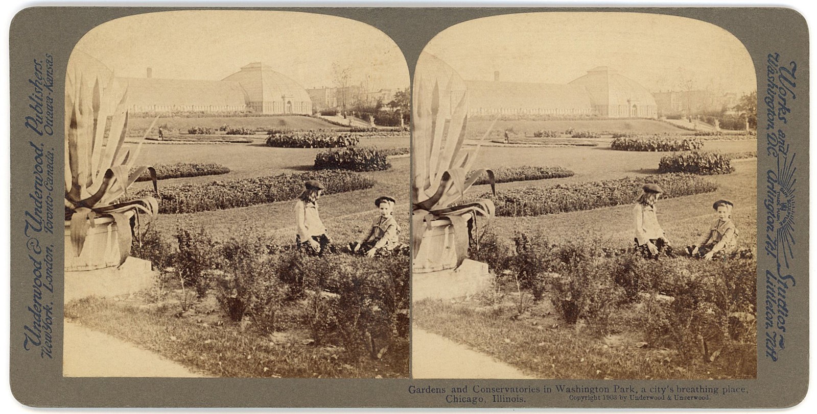CHICAGO STEREOVIEW - Washington Park Gardens - Underwood c1903