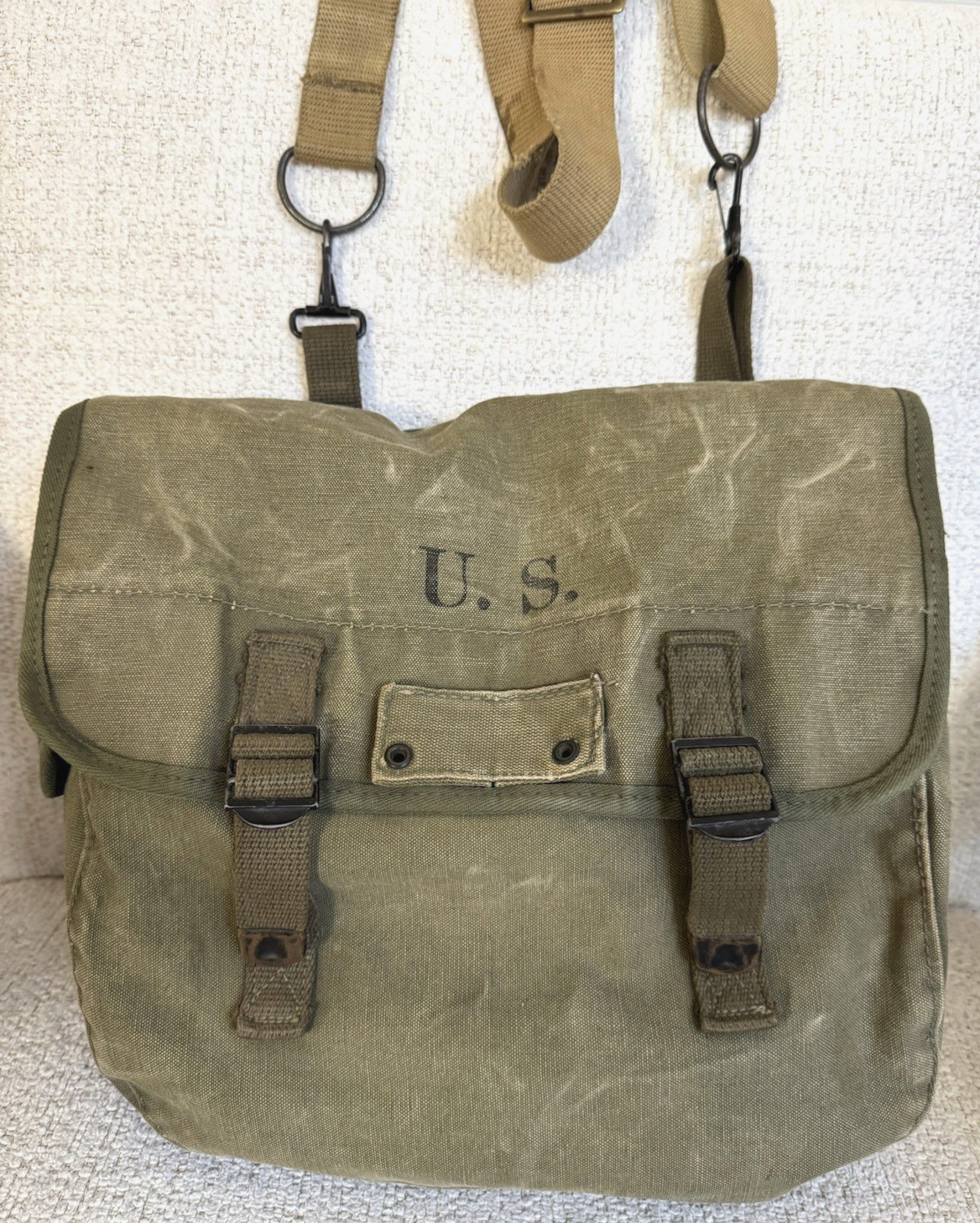 Super RARE VTG Dated 1944 WW2 US Military Satchel Canvas Shoulder Messenger Bag