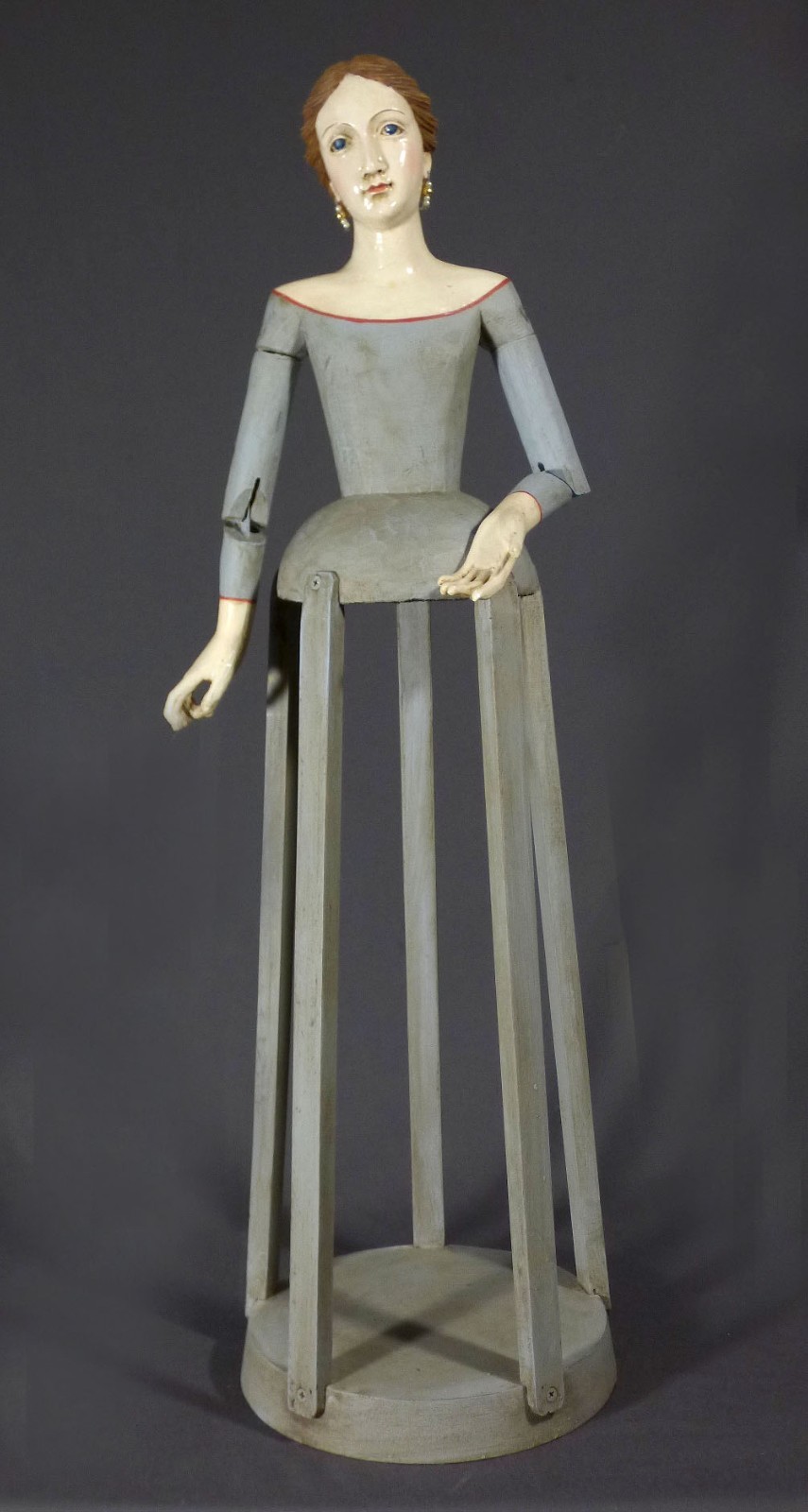 Vintage Santos Caged Doll Articulated Arms  Wood 28” Tall