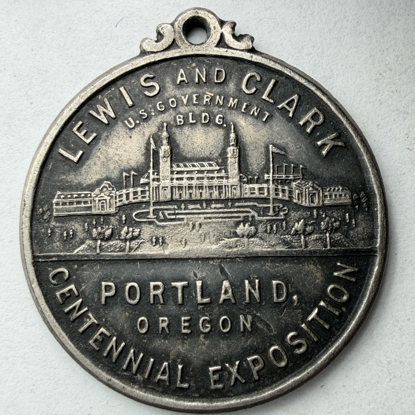 1905 Portland, Oregon OR Lewis & Clark Exposition Government Building Medal Fob