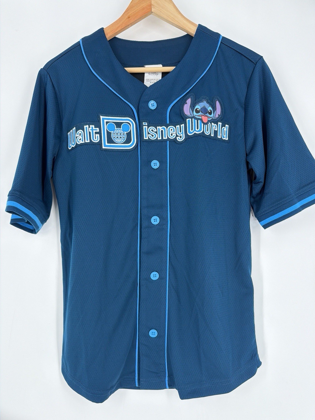 Walt Disney World Parks Stitch Baseball Jersey Adult Size 2X Blue Mesh NWT