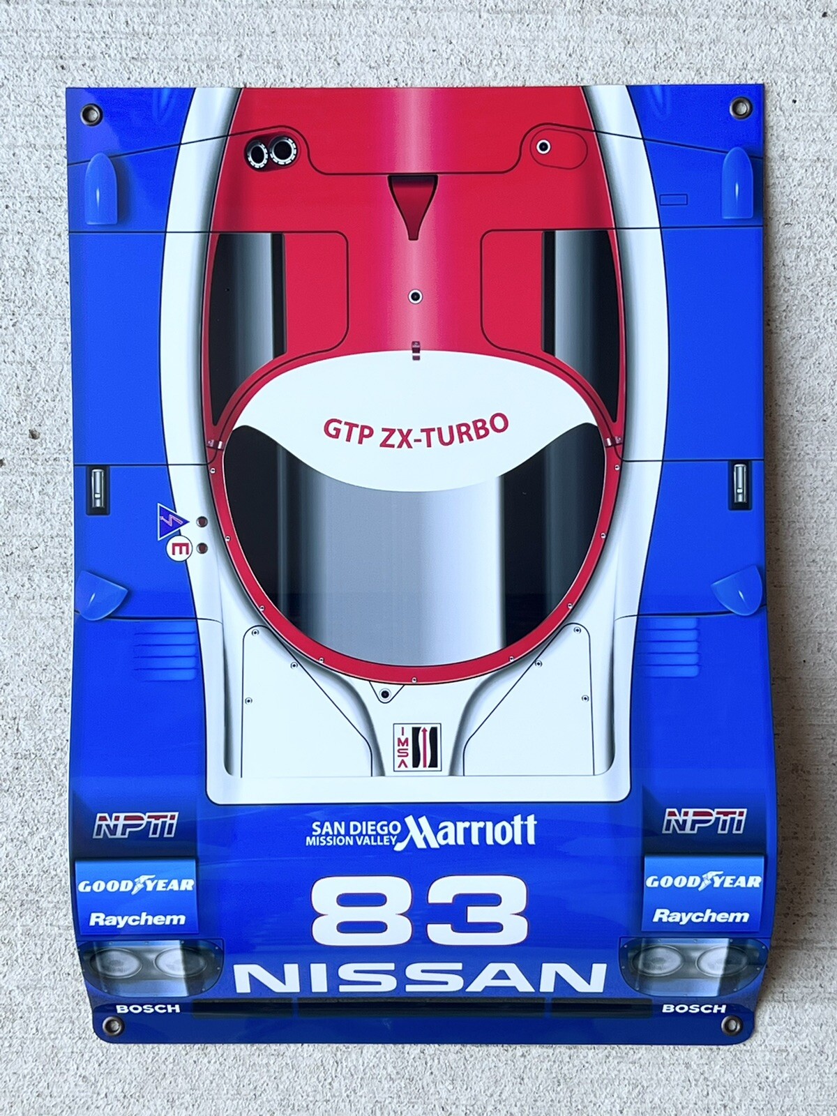 WOW 1990 NISSAN NPT-90 IMSA Racing GTP Race Car Racing Top View Curved Sign