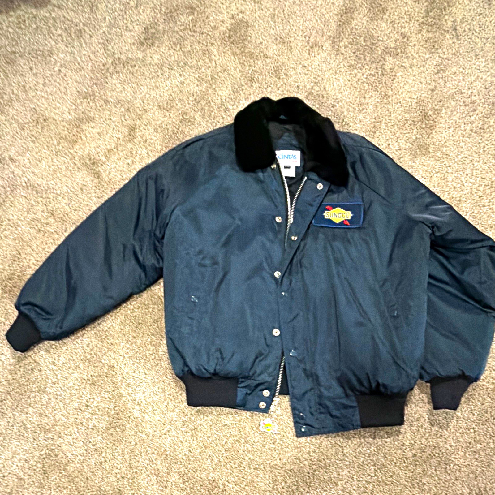 Vintage 1990s Sunoco Cintas Bomber Work Jacket Large L/G Insulated Oil Gas