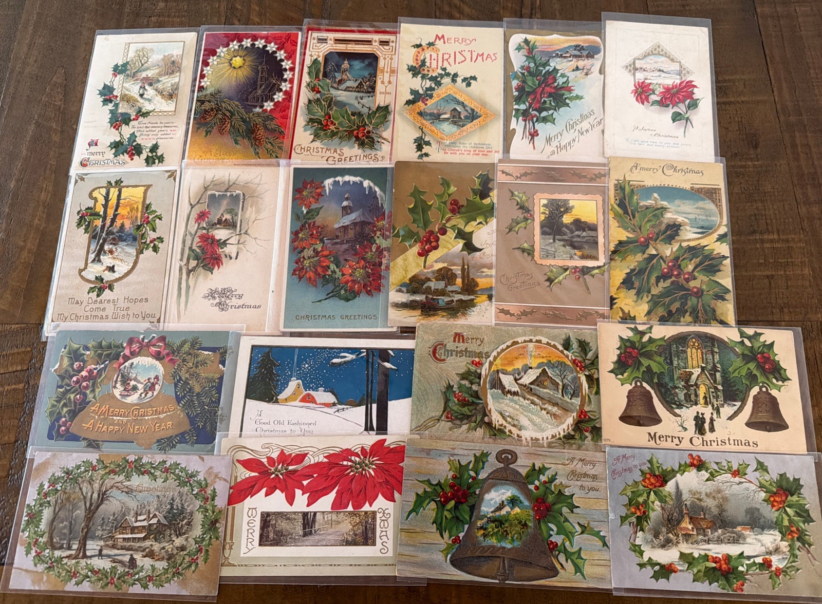 Lot of 20 Vintage~Christmas Postcards with Snowy Cottage & Church~Scenes~s808