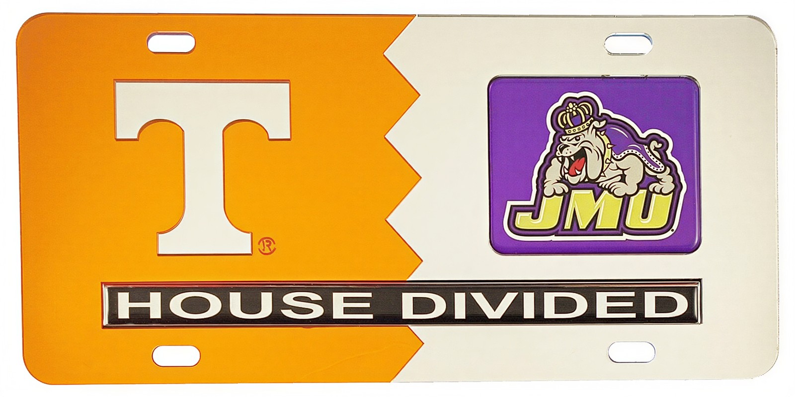 Tennessee + James Madison House Divided Split License Plate Tag [Orange/Silve...