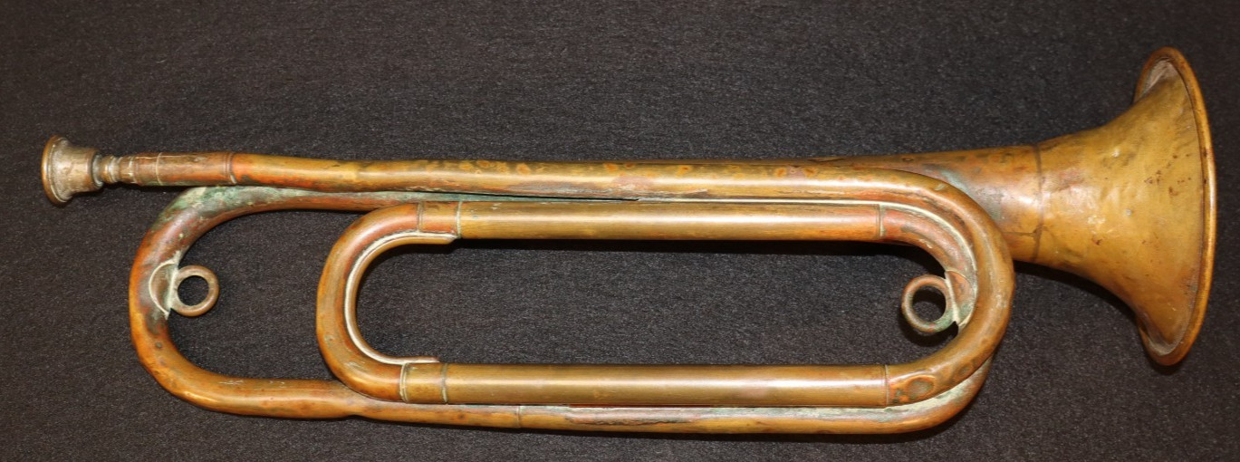 WWI US Army Quartermaster Corps Bugle 'JW YORK & Sons Michigan' Bugler, Issued