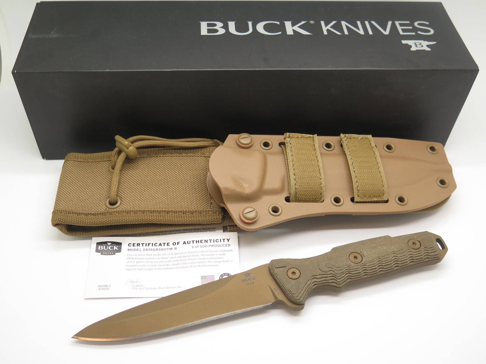 2025 BOTM Buck 891 GCK Spearpoint Limited Bronze Cru-Wear Fixed Blade Knife 2025 BOTM Buck 891 GCK Spearpoint Limited Bronze Cru-Wear Fixed Blade Knife