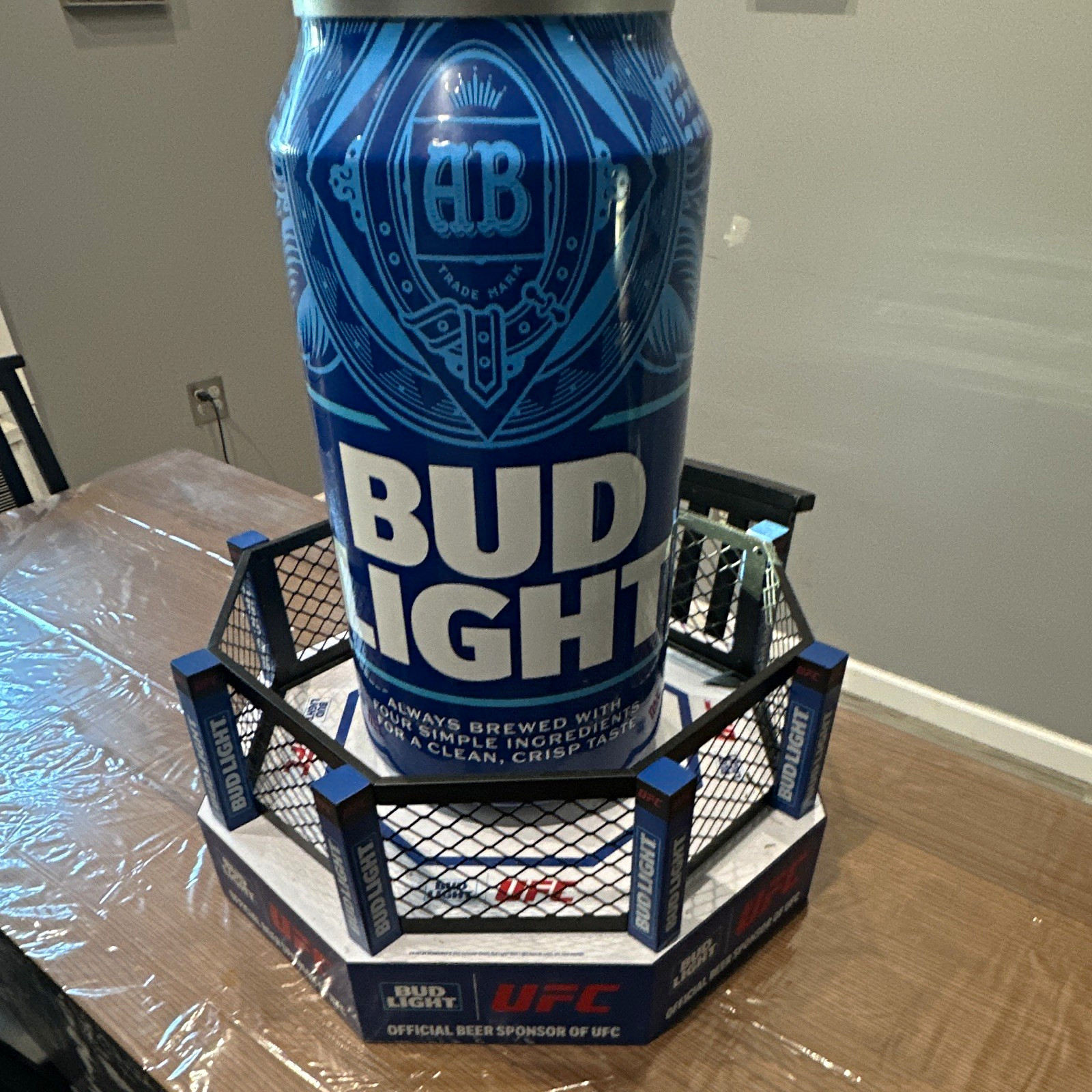 Bud Light UFC Octagon Display Stand w/ Oversized Bud Light Can Breweriana