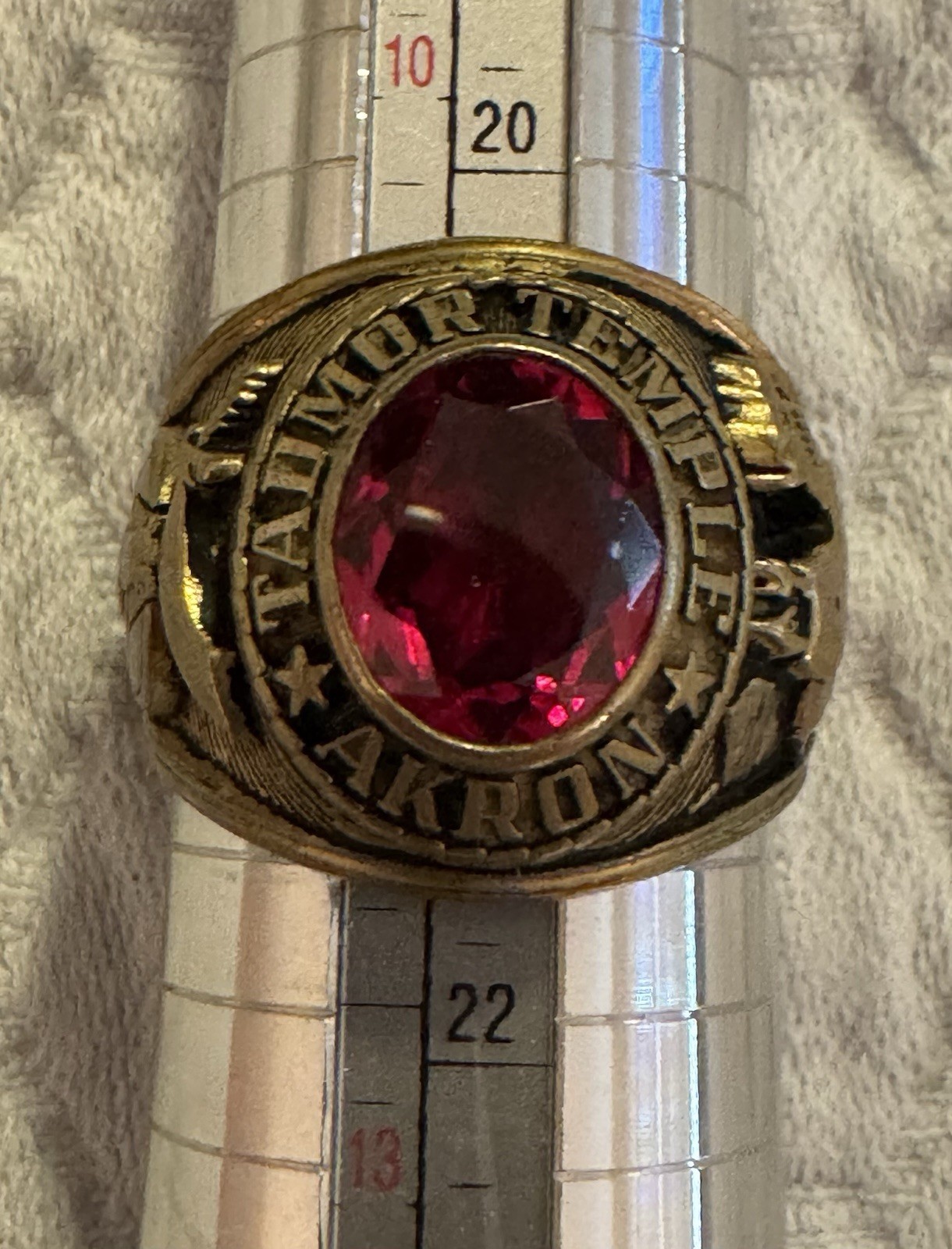 Vintage 1960s Shriners Masonic TADMOR TEMPLE Akron Ohio Mens Ring - Size 11