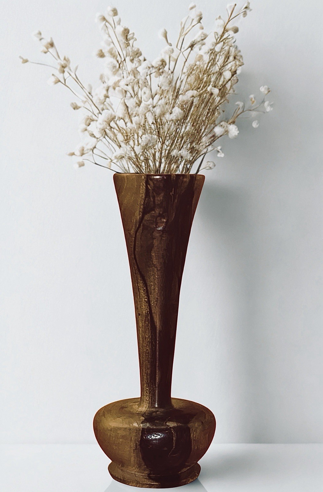 Vintage Hand Turned Wood Bud Vase - 4.5\