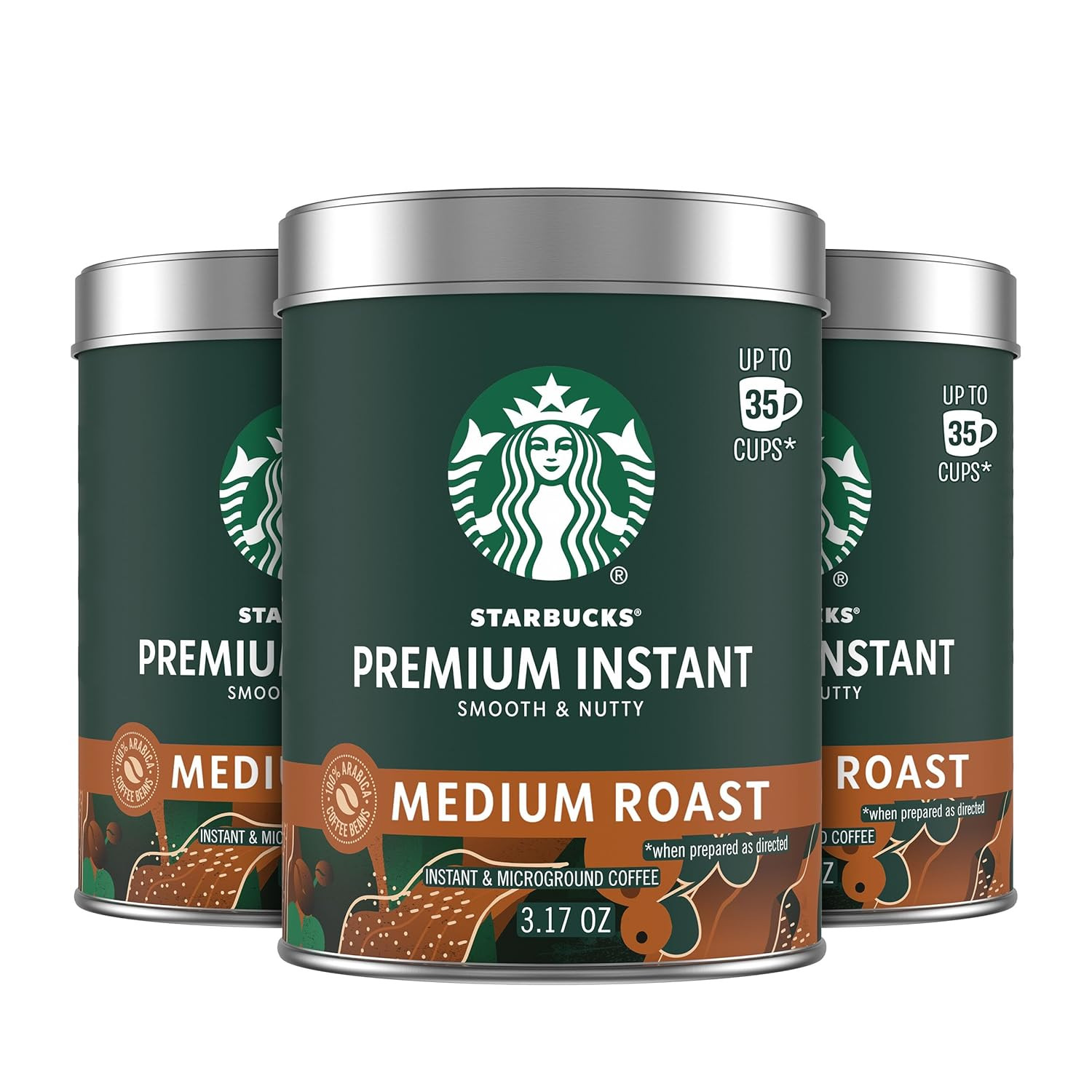 Starbucks Premium Instant Coffee Medium Roast, 3 Tins 3.17 Oz