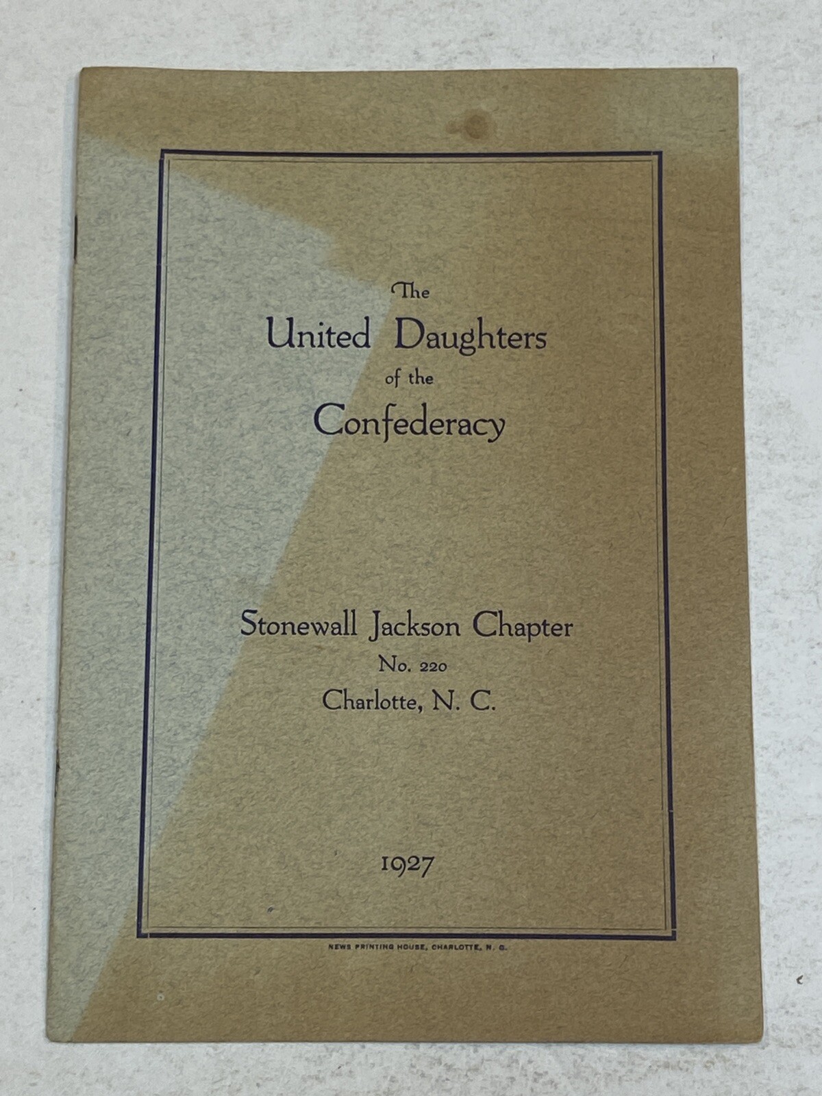 UDC United Daughters of the Confederacy North Carolina Stonewall Jackson 1927 NC