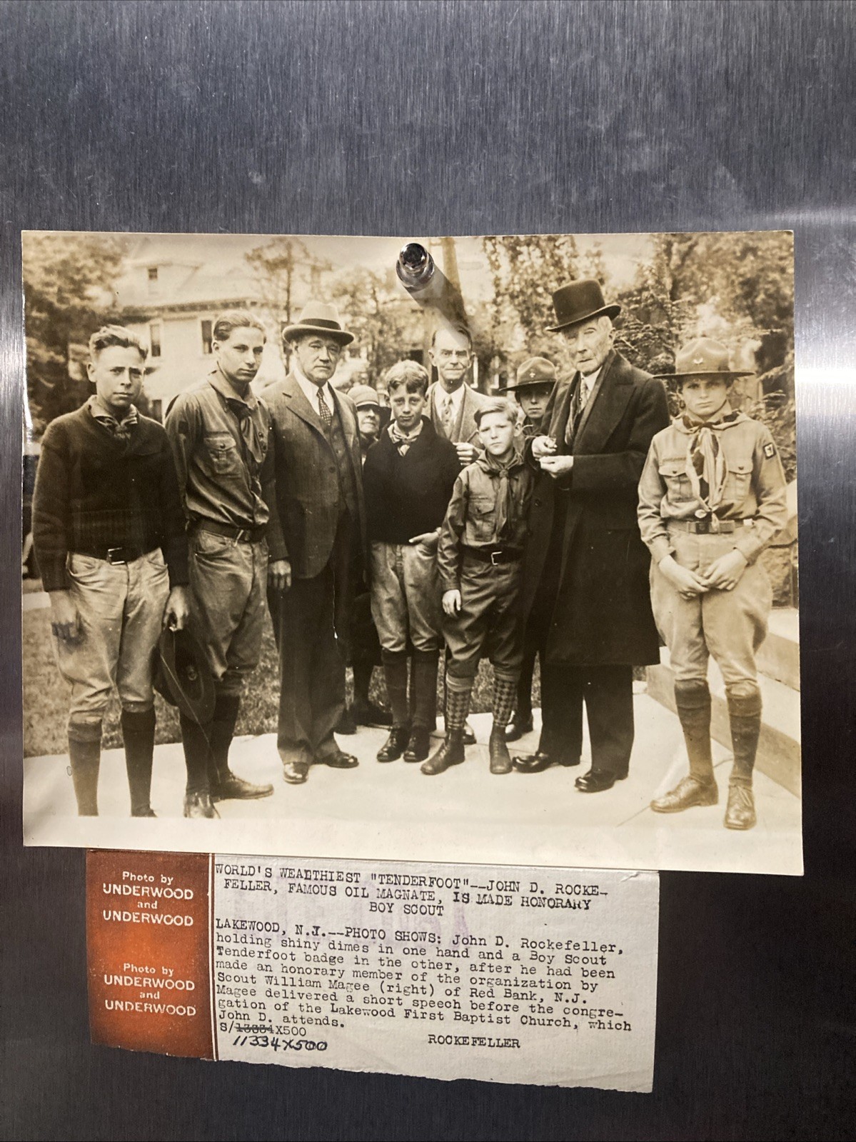 1920’s John D Rockefeller Becomes Honorary Boy Scout Original Type Photo RARE