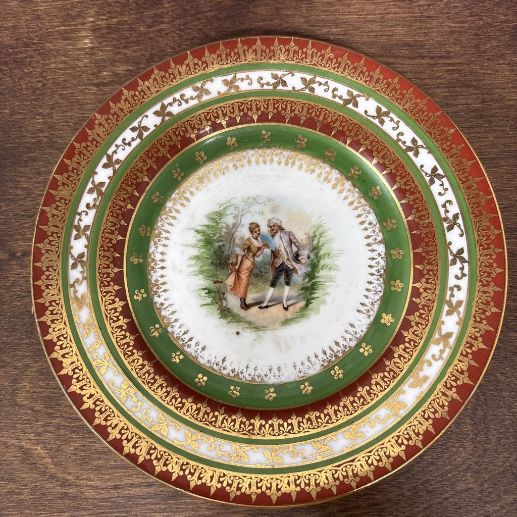 Royal Vienna Porcelain Bon Bon Cabinet Plate Courting Couple Gold Trim