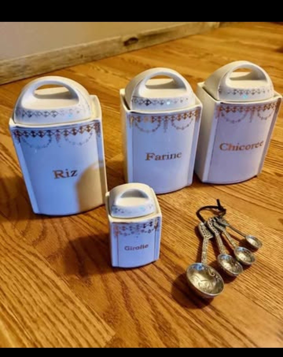vintage french herb canisters