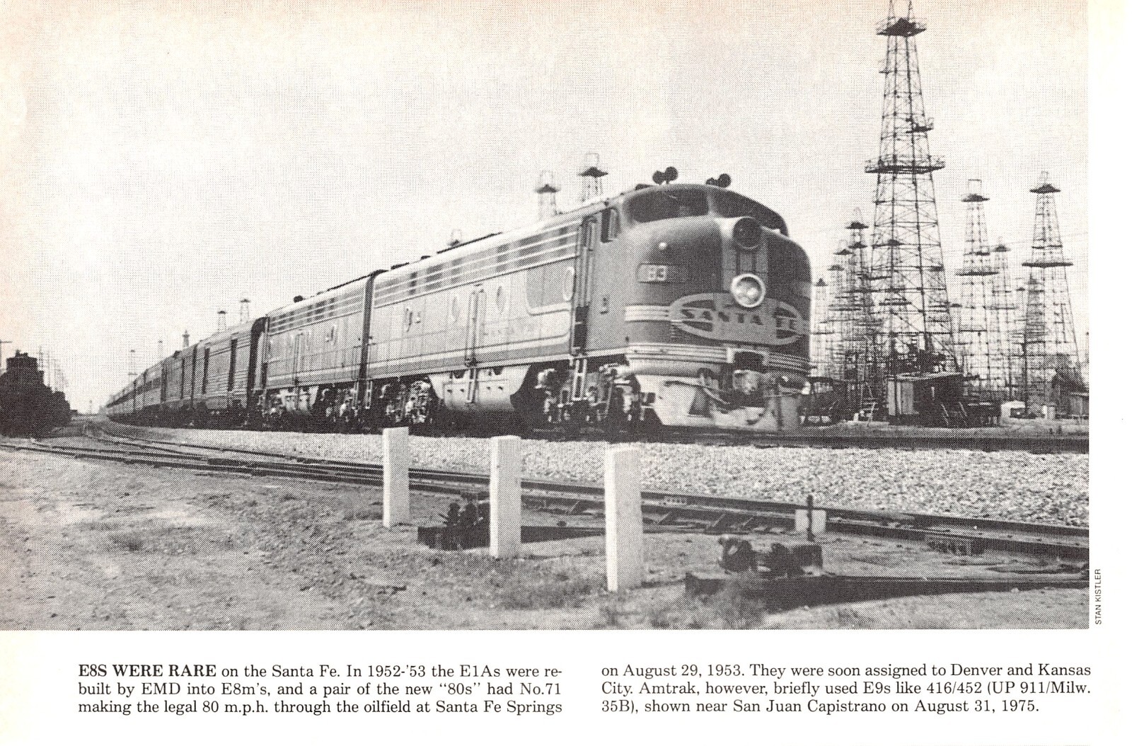 Amtrak Used E9s like 416/452 UP 911/Milw 35B San Juan Capistrano Vtg Mag Excerpt