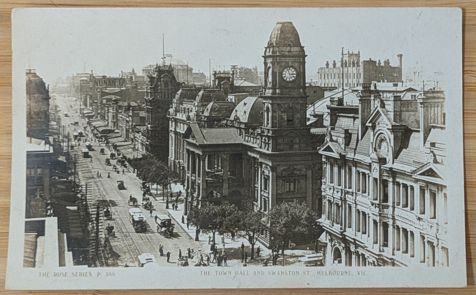 1937 RPPC Postcard Melbourne Australia Town Hall & Swanston Street Rose Series