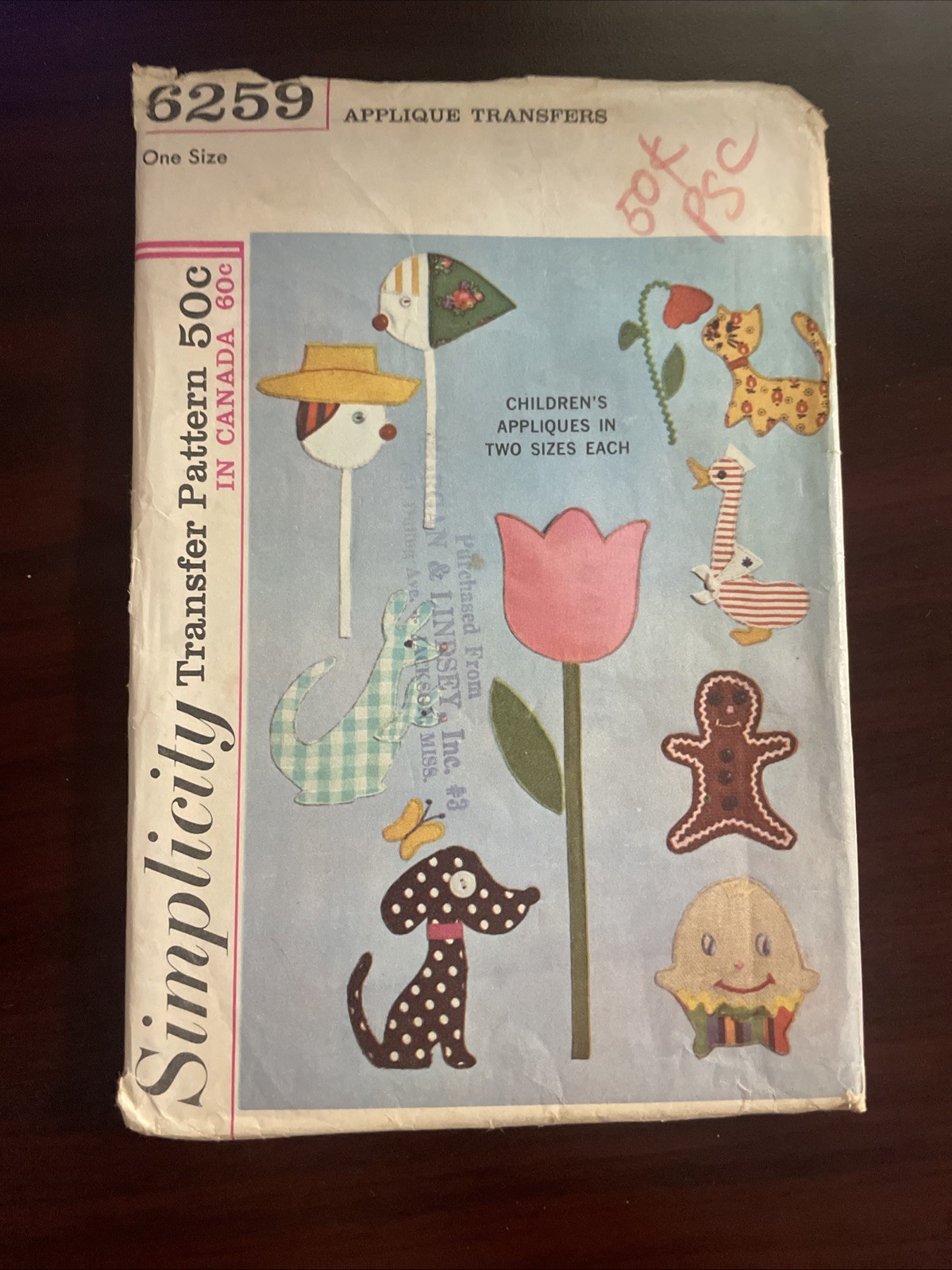 Simplicity6259 Vintage Appliqué Transfers Printed in 1965 Vintage Children Decor