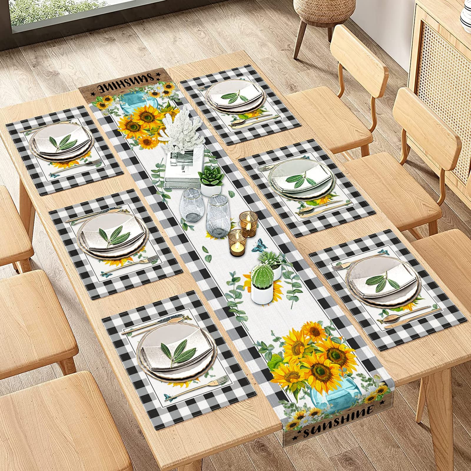 ArtSocket Table Runner and Placemats Set of 6 Sunflower Buffalo