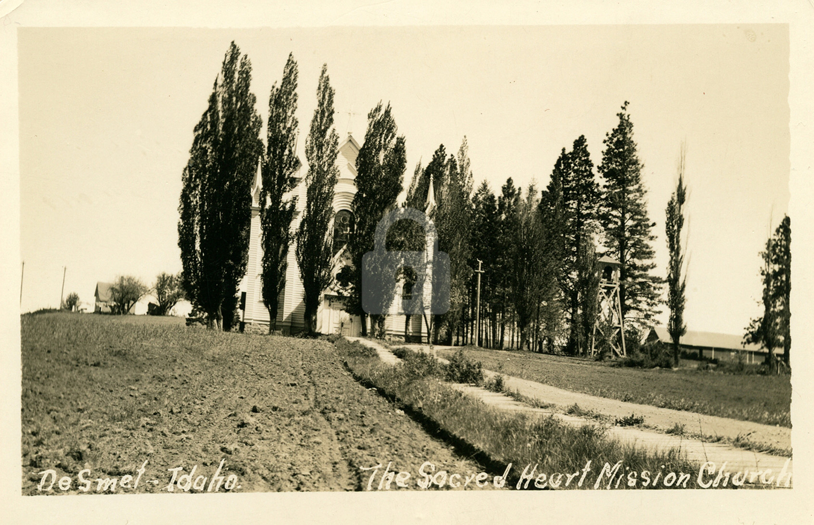 Sacred Heart Mission Church c.1920s Desmet ID Idaho RPPC Photo Postcard COPY
