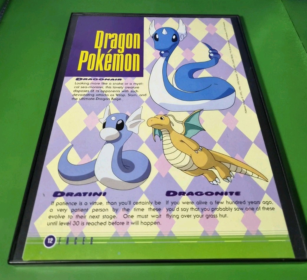 Pokémon Dratini Dragonair Dragonite Promo Print Ad Framed 8.5x11  2000
