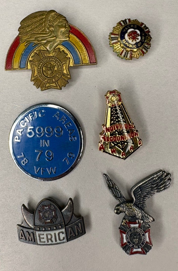 Vintage VFW Regional Campaign & Special Award Pin Lot - 6 Pieces