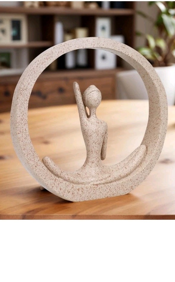 Yoga Lady Statue Sandstone Modern Zen Sculpture Meditation Yoga Figurine for ...