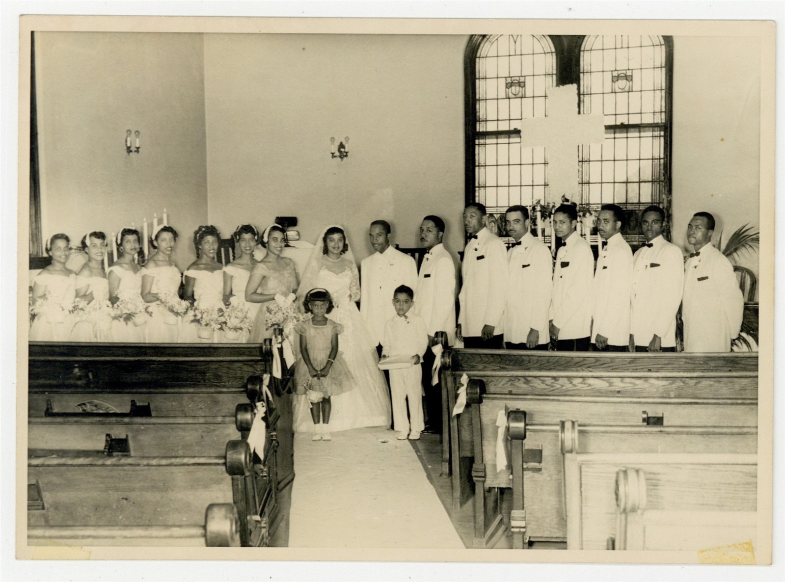 African American 1950 Black Nuptials Church Wedding Ebony Love Party Photo 