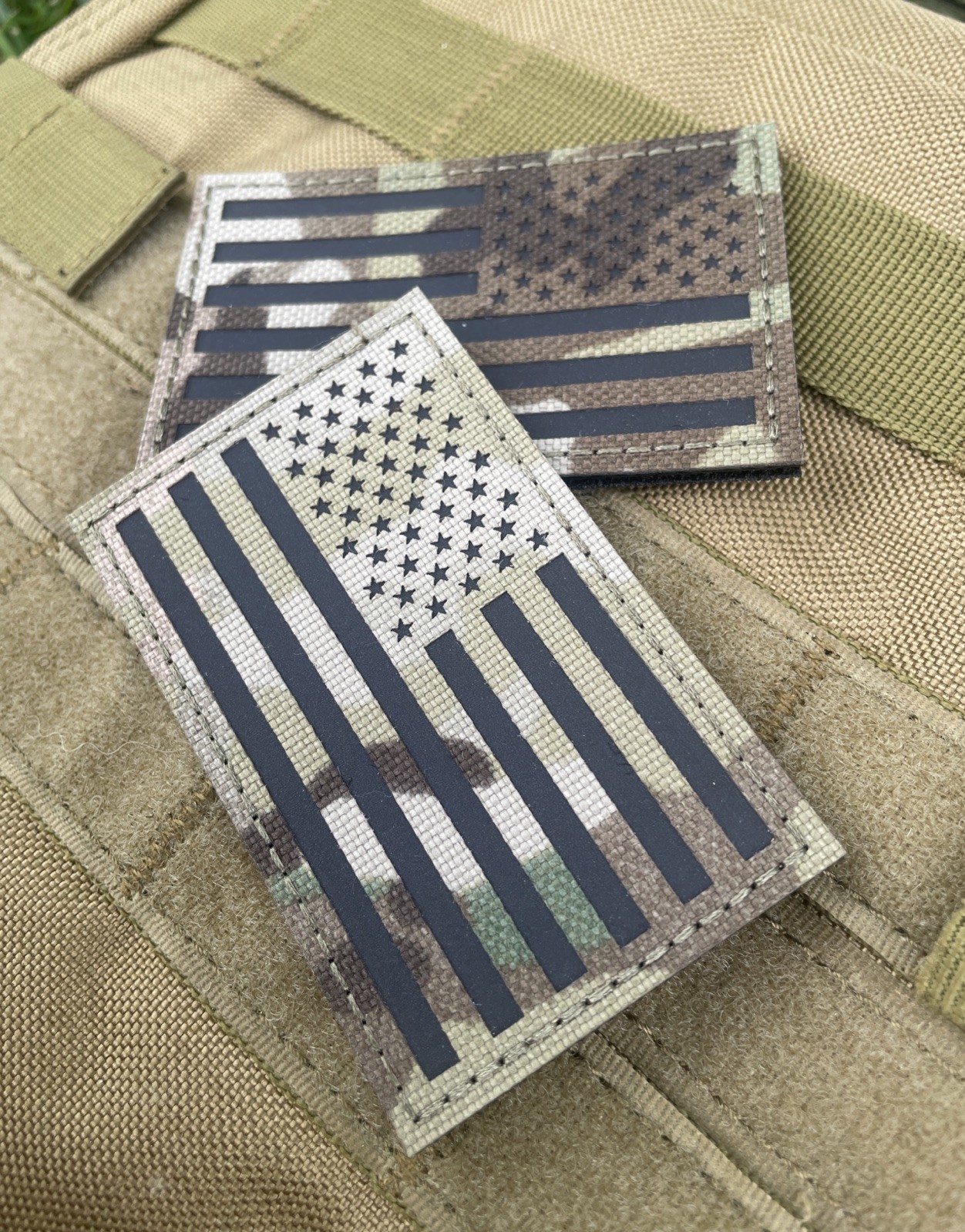 IR American Flag America USA Military Combat Tactical patch 3.2” Set Multicam