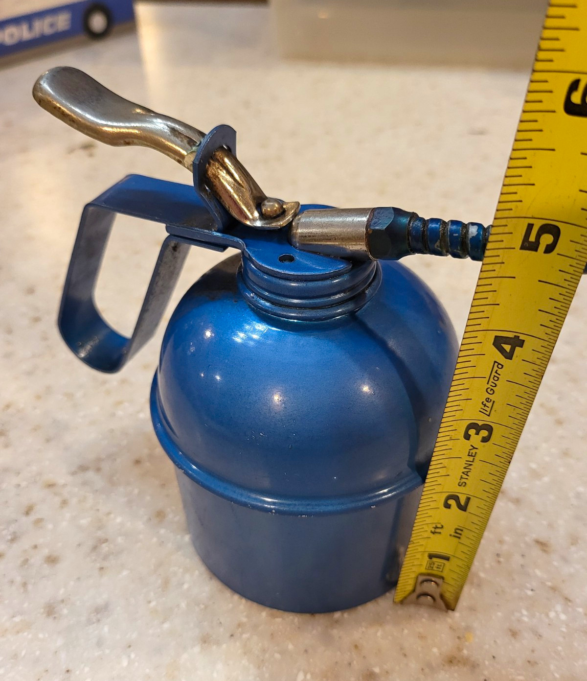 Test Quality Vintage Blue Metal Oil Can Oiler Brevettato Made in Italy g.500