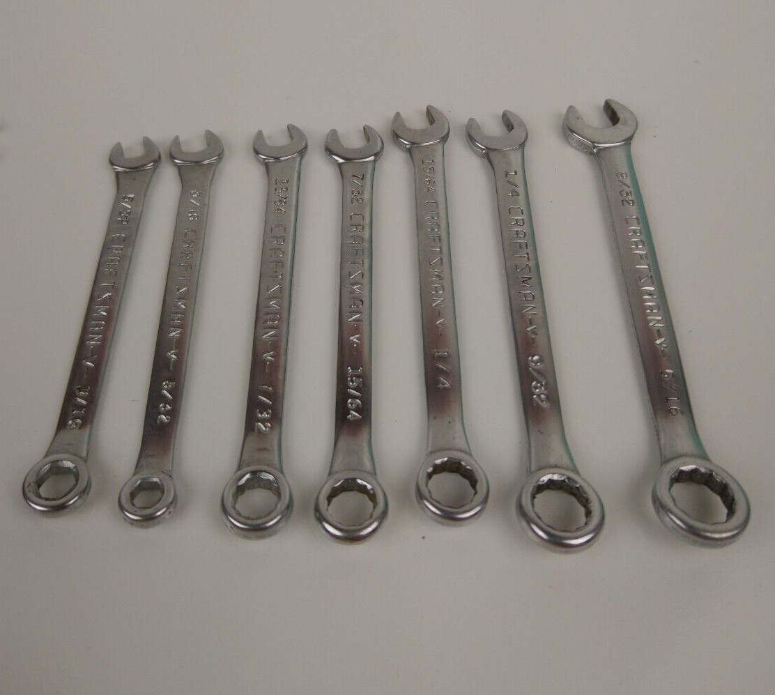 VTG 7 Piece Sears Craftsman USA -V- Combination Wrench Set Made in USA