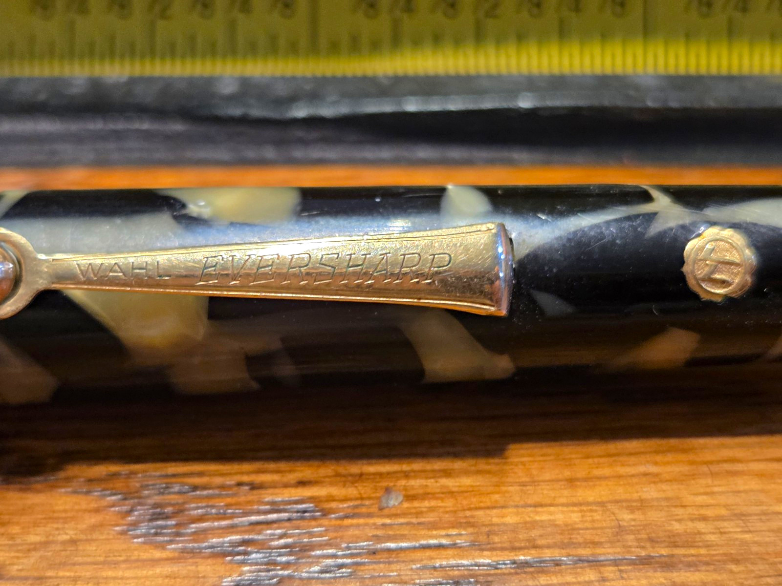 WAHL-EVERSHARP Vintage Celluloid Fountain Pen Gold Trim 14K Nib Black Ink