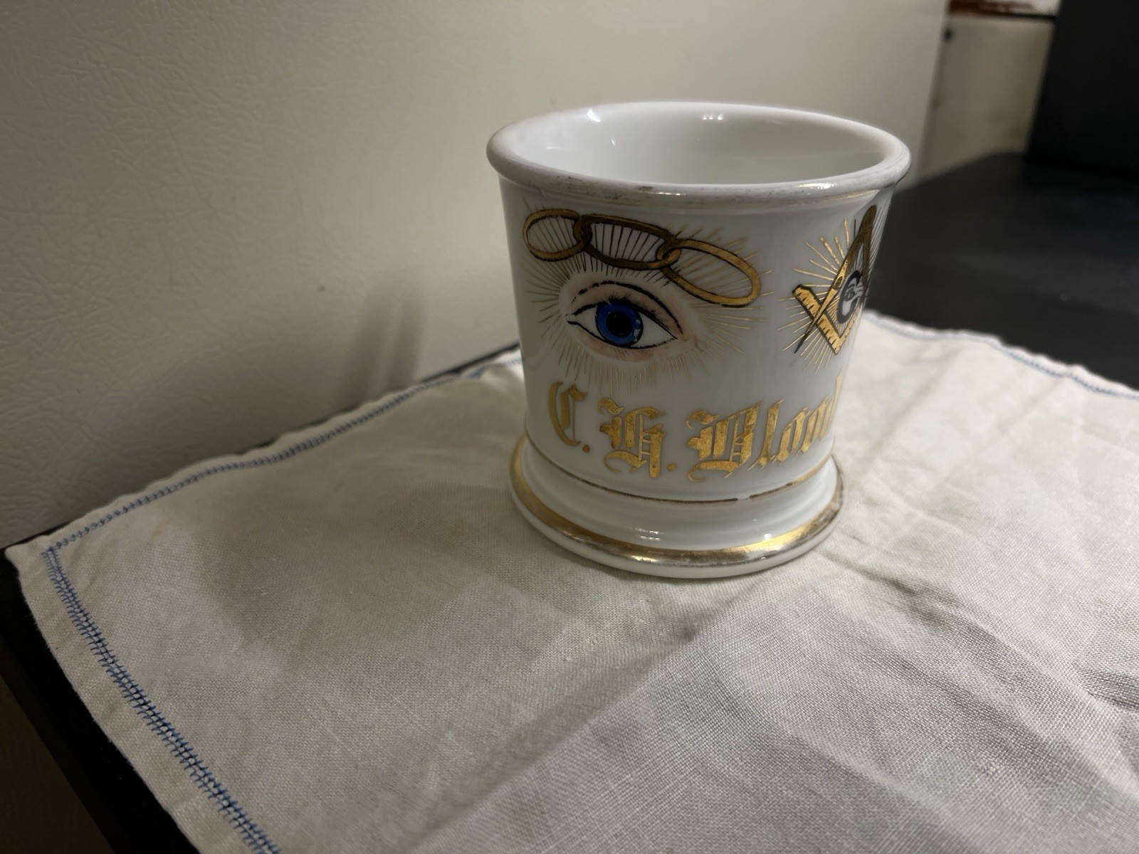 Antique 1892- 1907 Ceramic IOOF & Masonic Mug T&V Limoges C.H Blood