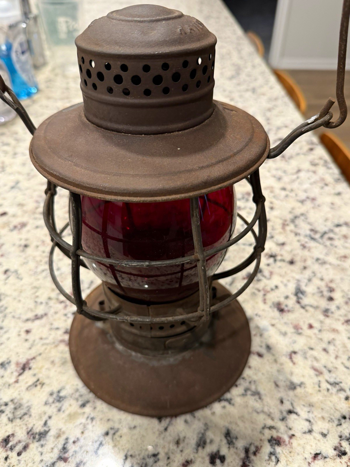 D.&H. Co. Collectible Railroad lantern with Red Embossed Glass Globe