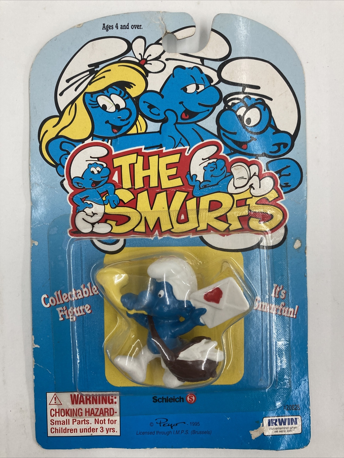Postman Smurf New-Old Stock On Original Card 1995 Peyo Schleich 