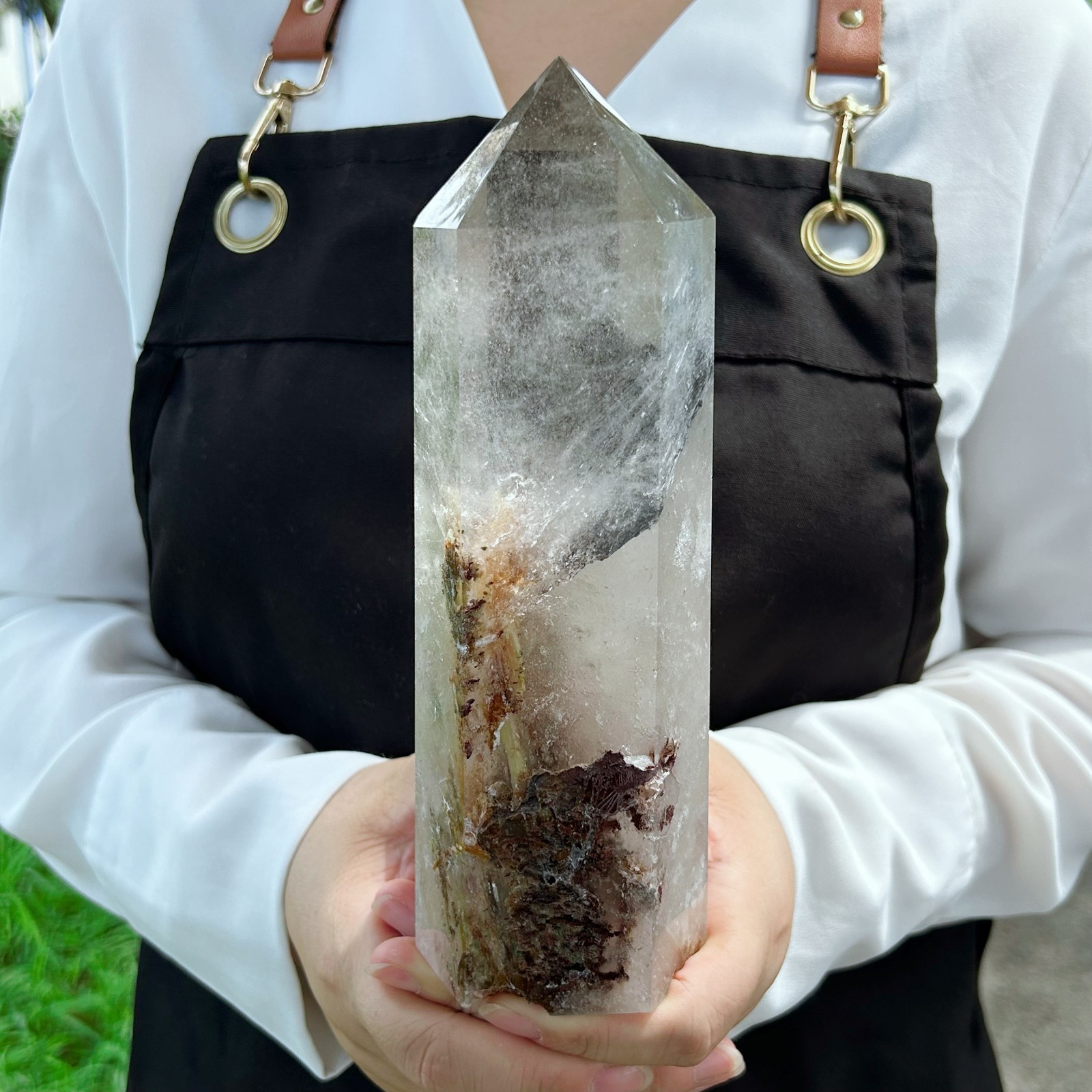 2.6LB Natural Smoky Quartz Obelisk Crystal Wand Point Healing G8040