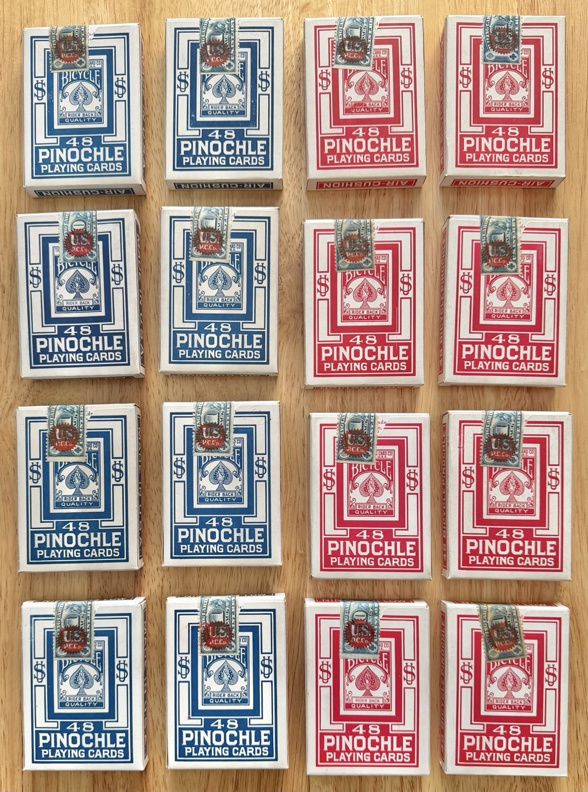 Vintage Lot Of 16 Playing Card Decks Bicycle 48 Pinochle Sealed Full Tax Stamps