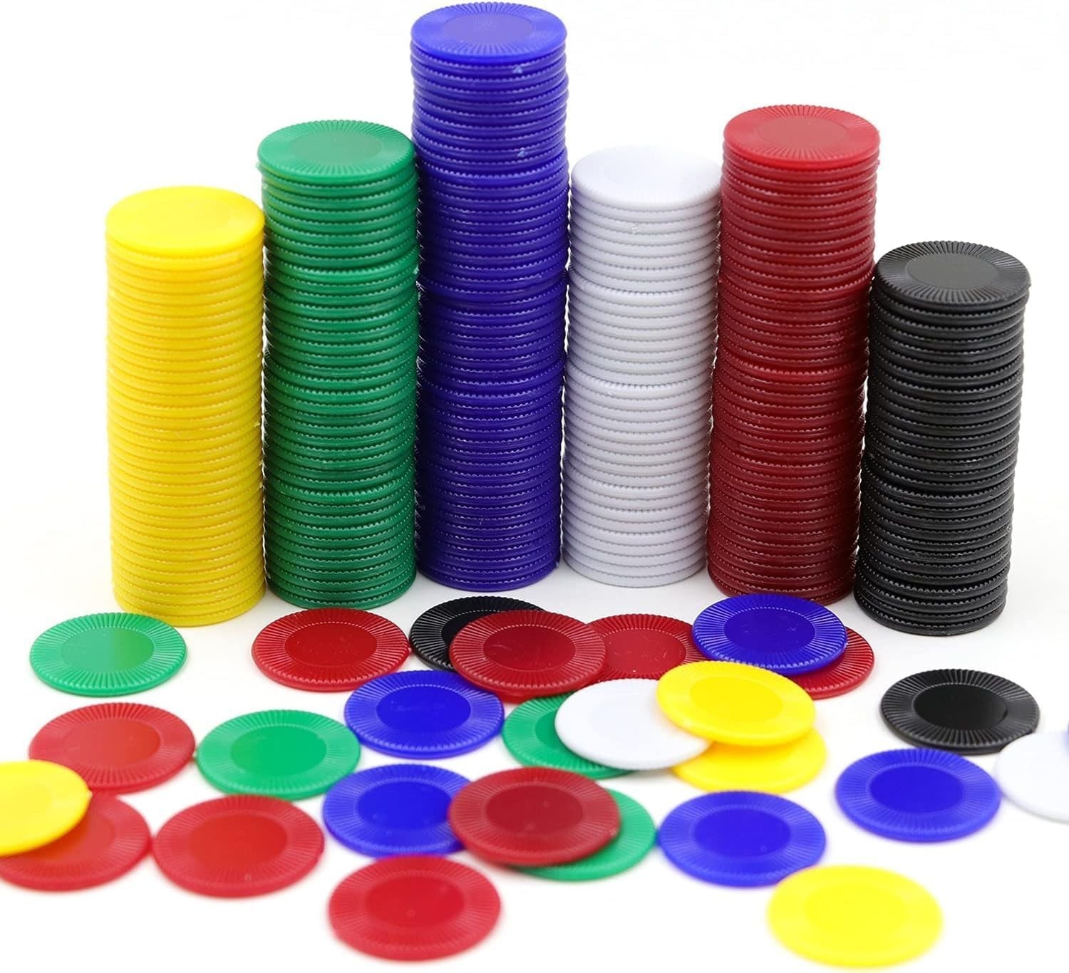 600Pcs Plastic Poker Mini Chips in 6 Colors Bulk 2.2CM Diameter-600pcs 