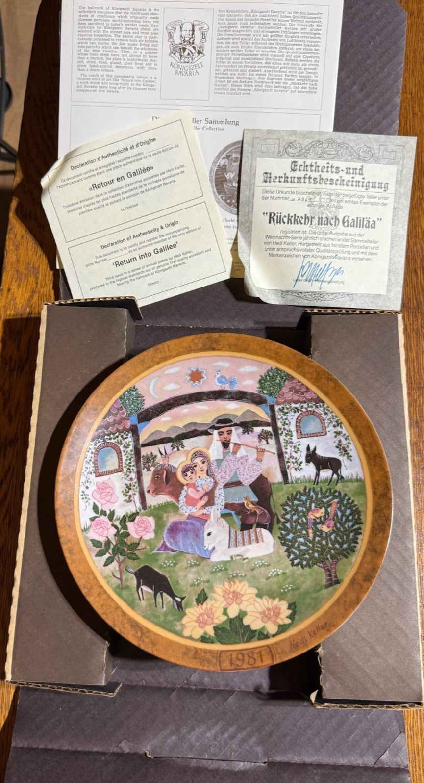 Hedi Keller 1981 Return Into Galilee Plate Konigszelt Bavaria COA Box