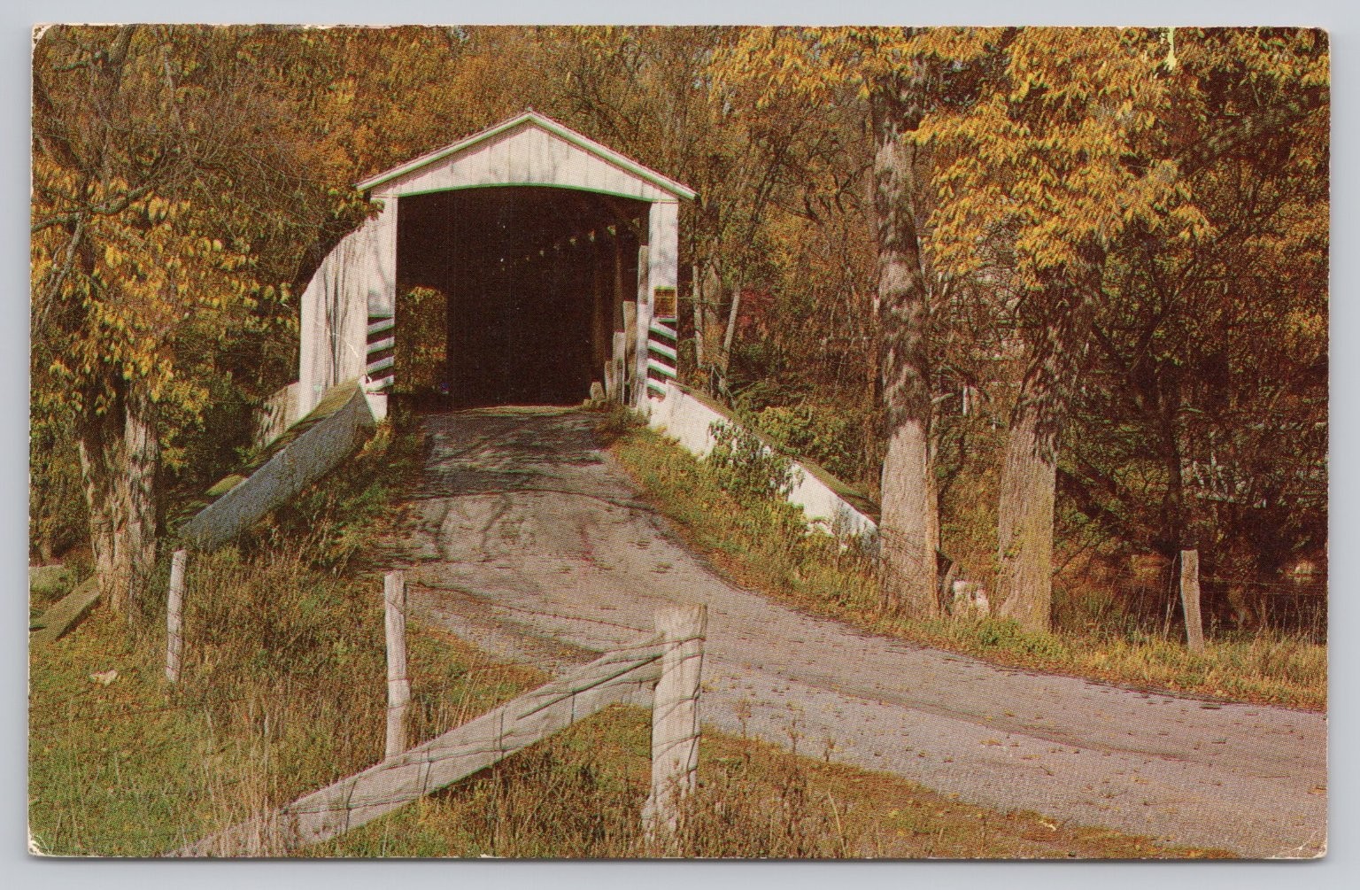 Vintage 1968 Nolt's Point Mill Covered Bridge Amishland Pennsylvania Postcard