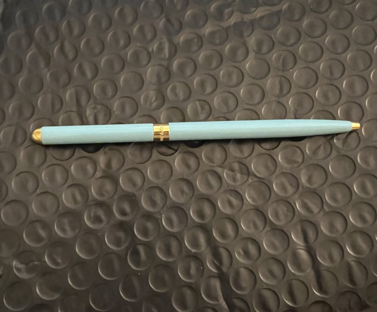 TIFFANY & Co. Blue Lacquer Gold Purse Ballpoint Pen Twist Mechanism Germany made