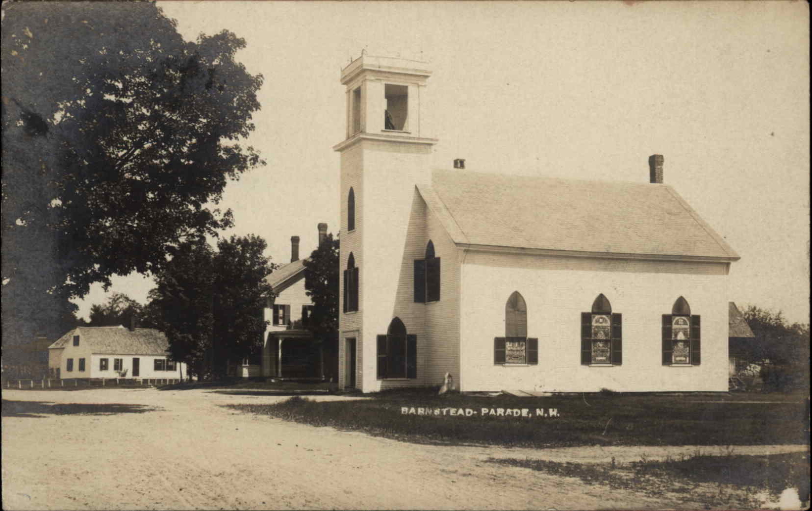 Barnstead Parade NH Church & Road c1910 Real Photo Postcard